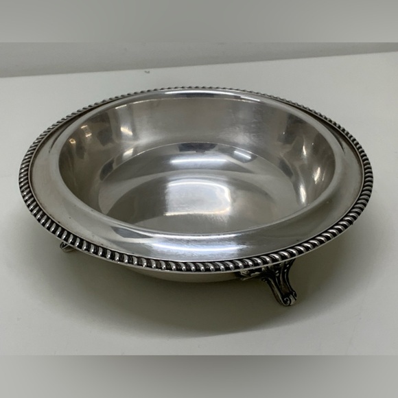 Vintage Friedman Silver Company 3 Footed Gadrooned Border Rimmed Serving Bowl - Picture 3 of 14